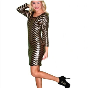 Vintage y2k Black gold sequin Party Glam Mob Wife Mini Dress eve